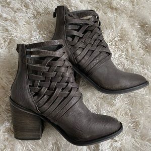 New in Box Free People braided leather booties in Slate. Size 37